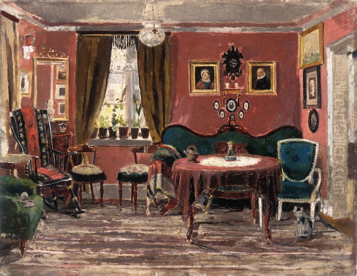 The Living-Room of the Misses Munch in Pilestredet 61 Oil Painting by Edvard Munch