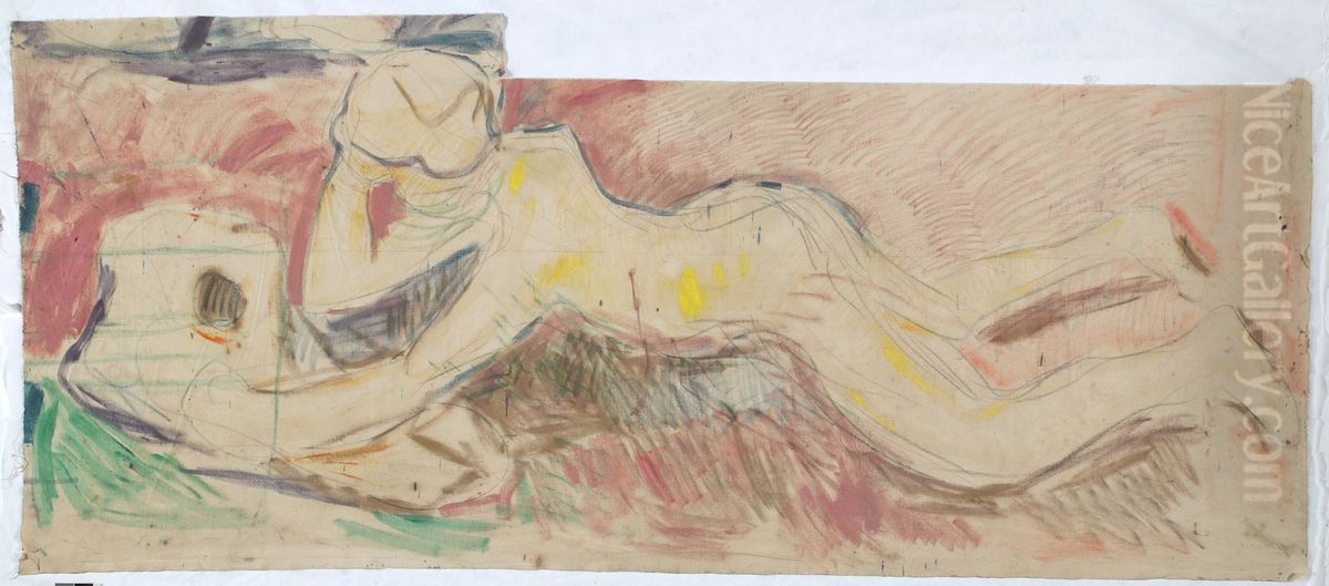 Boy Lying on his Stomach Oil Painting by Edvard Munch