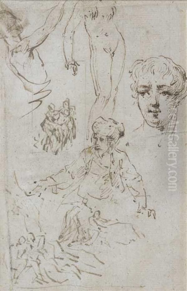 Feuille D'etude Oil Painting by Ludovico Carracci