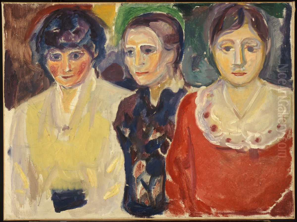 Three Women Oil Painting by Edvard Munch
