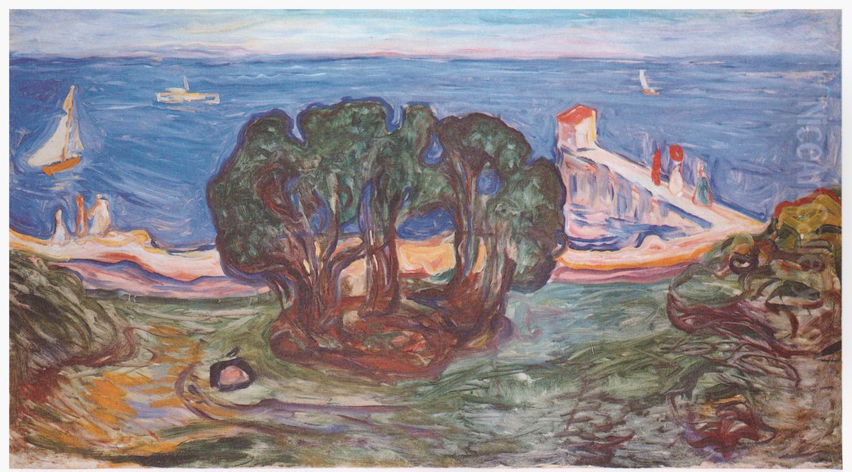 Trees by the Beach (The Linde Frieze) Oil Painting by Edvard Munch