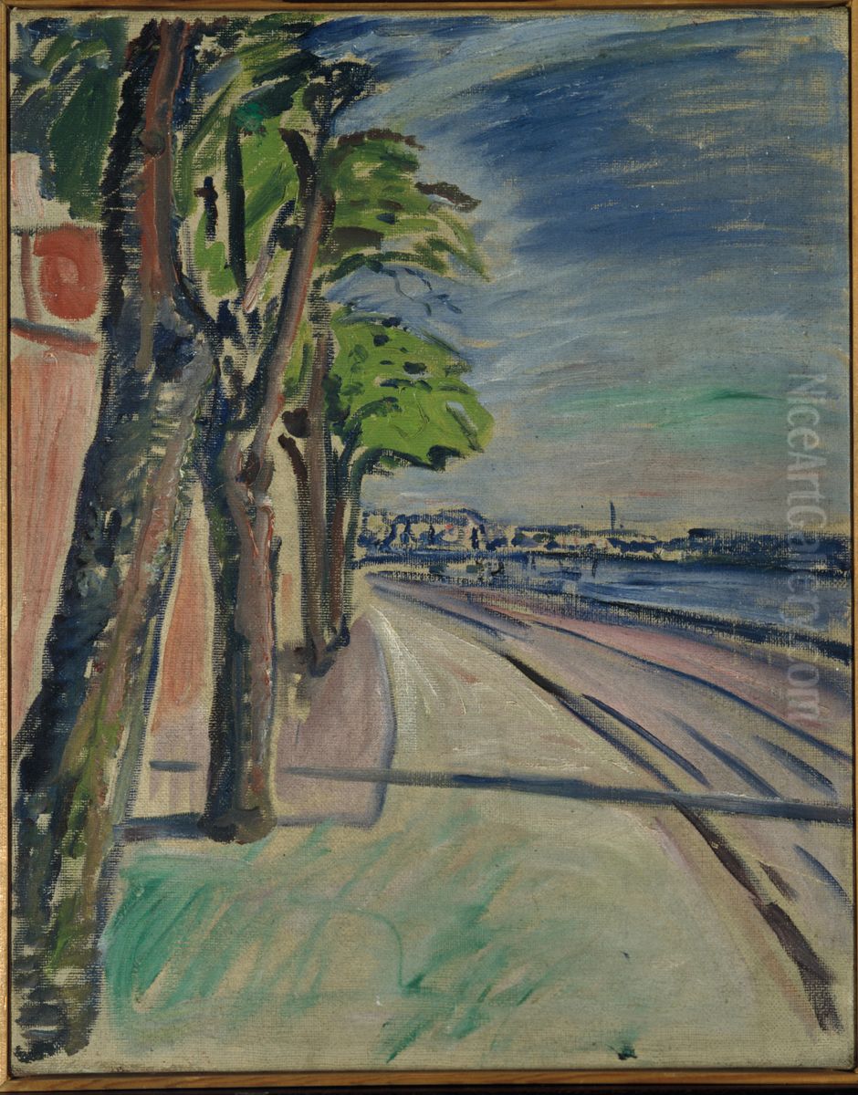Trees by the Canal Oil Painting by Edvard Munch