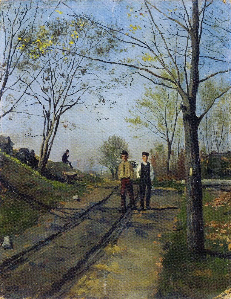 Two Boys on a Country Lane Oil Painting by Edvard Munch
