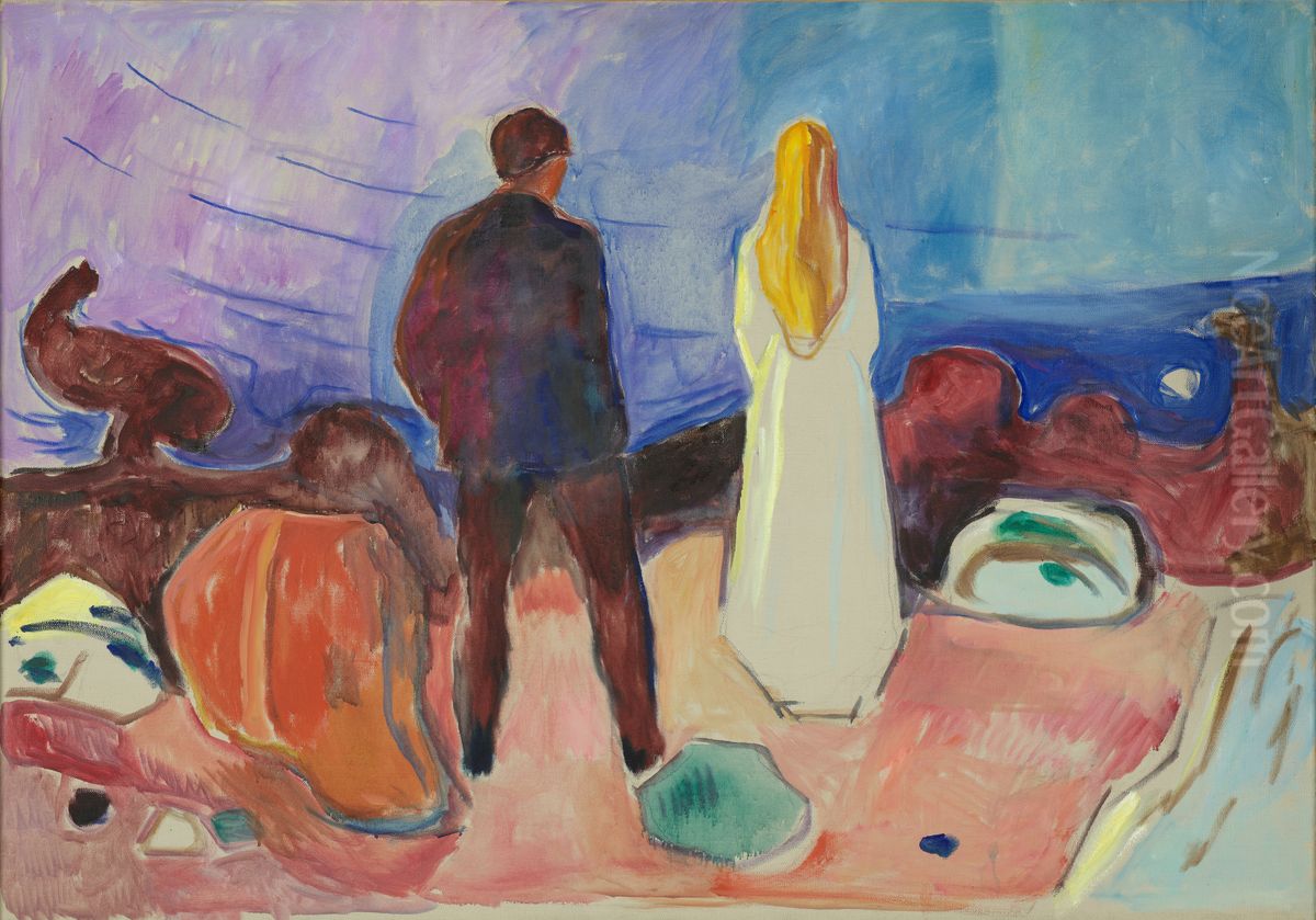 Two Human Beings. The Lonely Ones Oil Painting by Edvard Munch