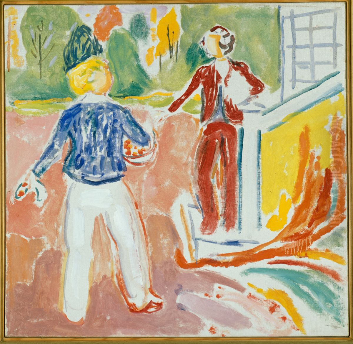 Two Women by the Veranda Steps Oil Painting by Edvard Munch