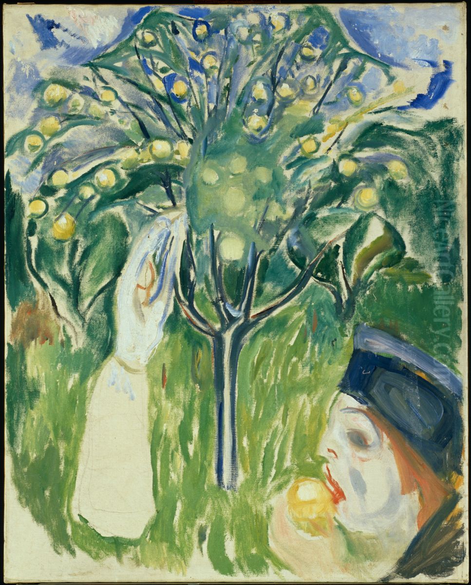 Two Women in the Garden Oil Painting by Edvard Munch