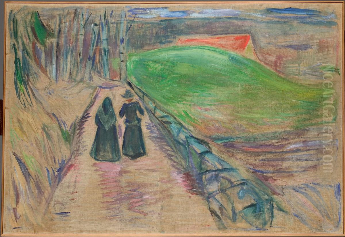 Two Women on the Road Oil Painting by Edvard Munch