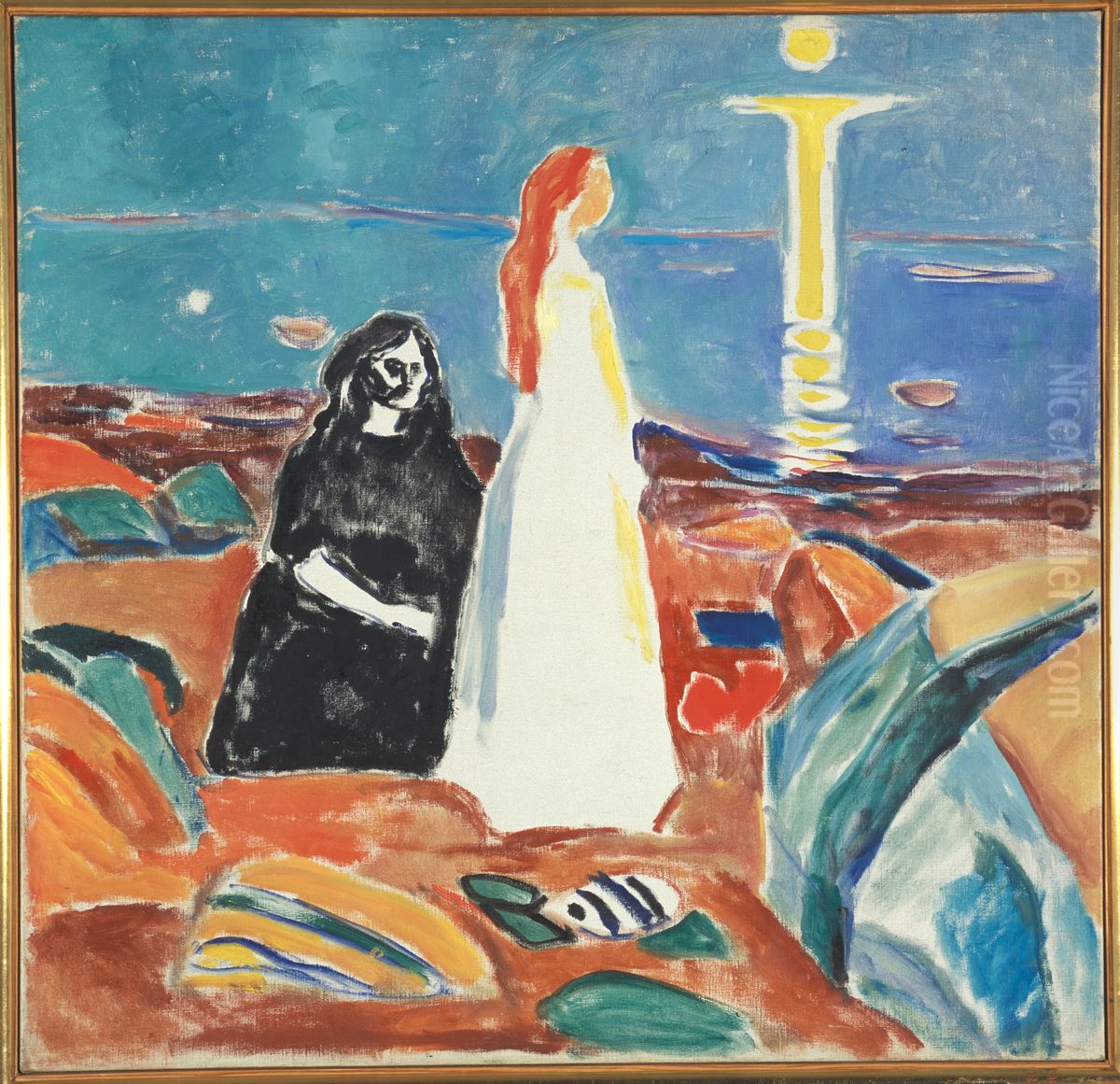 Two Women on the Shore Oil Painting by Edvard Munch