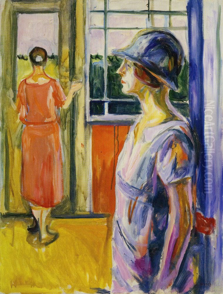 Two Women on the Veranda Oil Painting by Edvard Munch