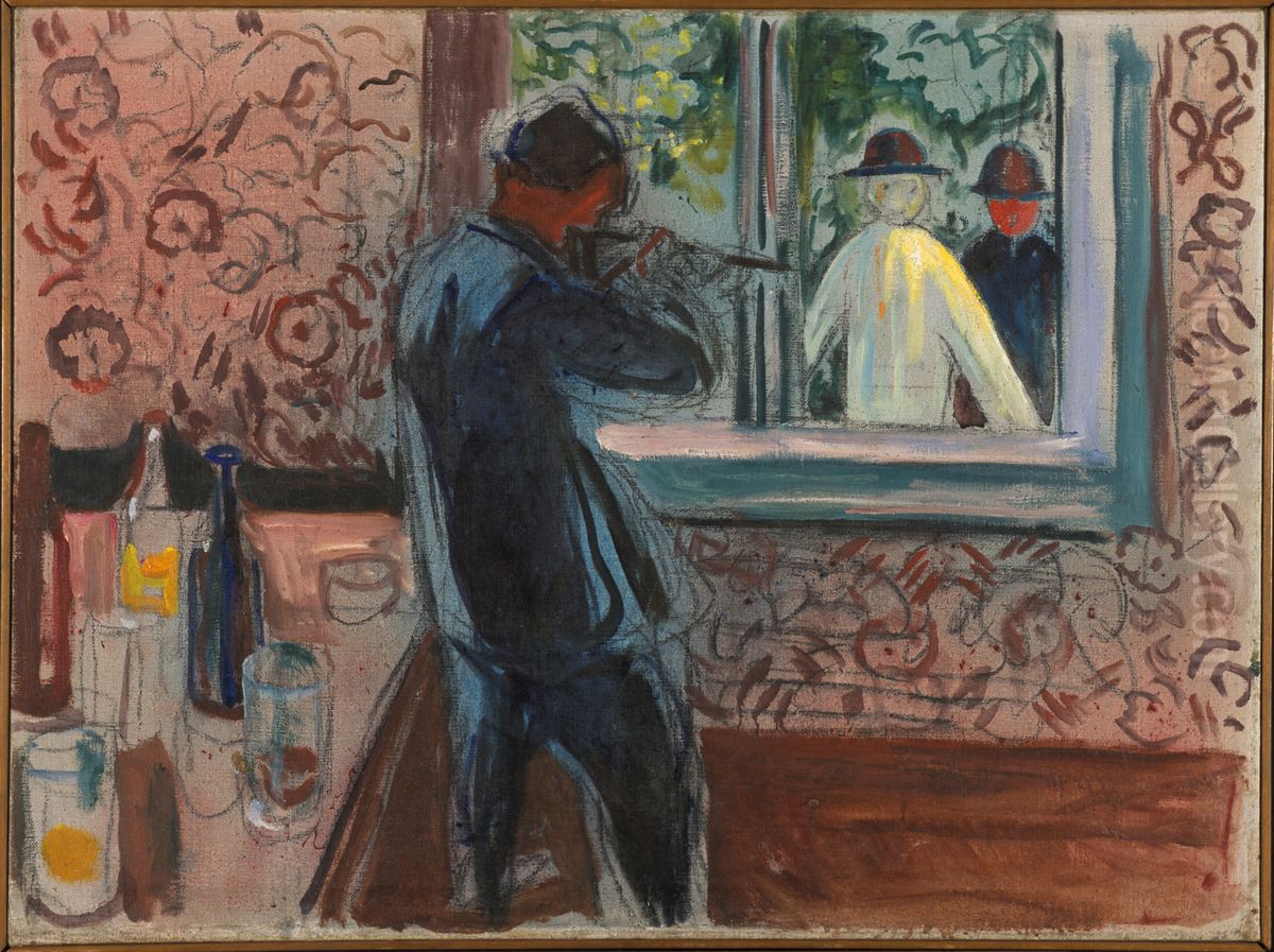 Uninvited Guests Oil Painting by Edvard Munch
