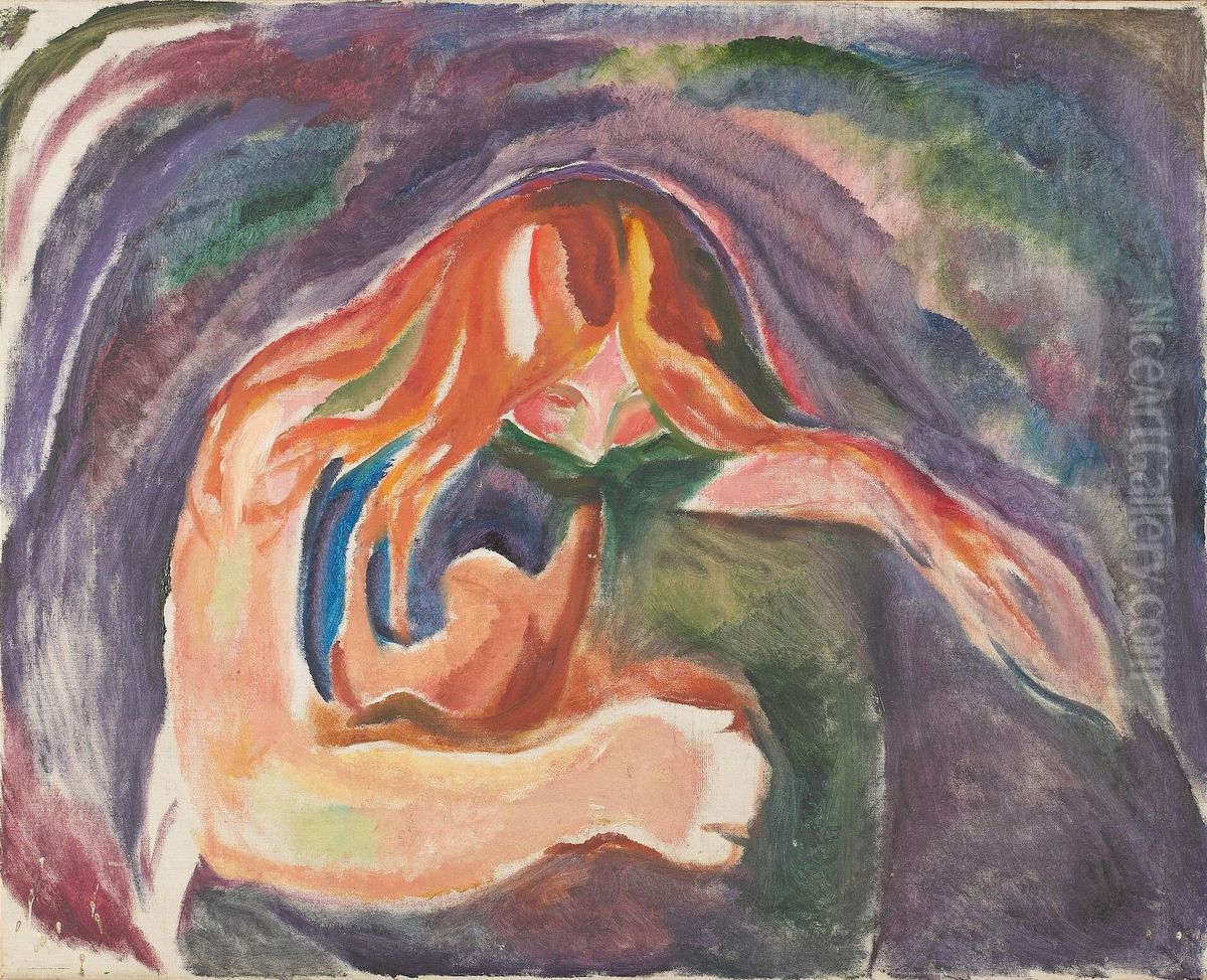 Vampire Oil Painting by Edvard Munch