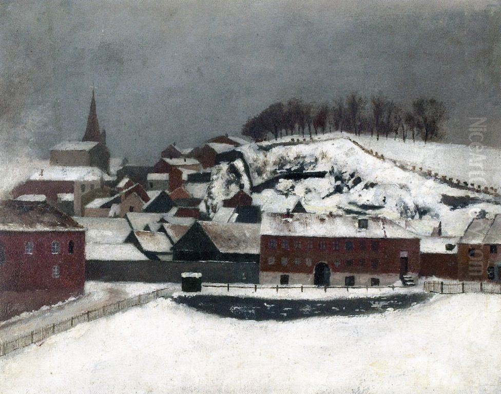 View from Vossveien 7 towards Bergfjerdingen Oil Painting by Edvard Munch