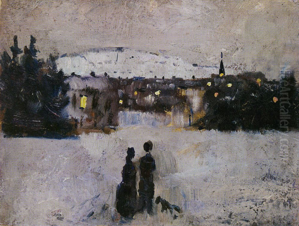 View of the City on a Winter's Day Oil Painting by Edvard Munch