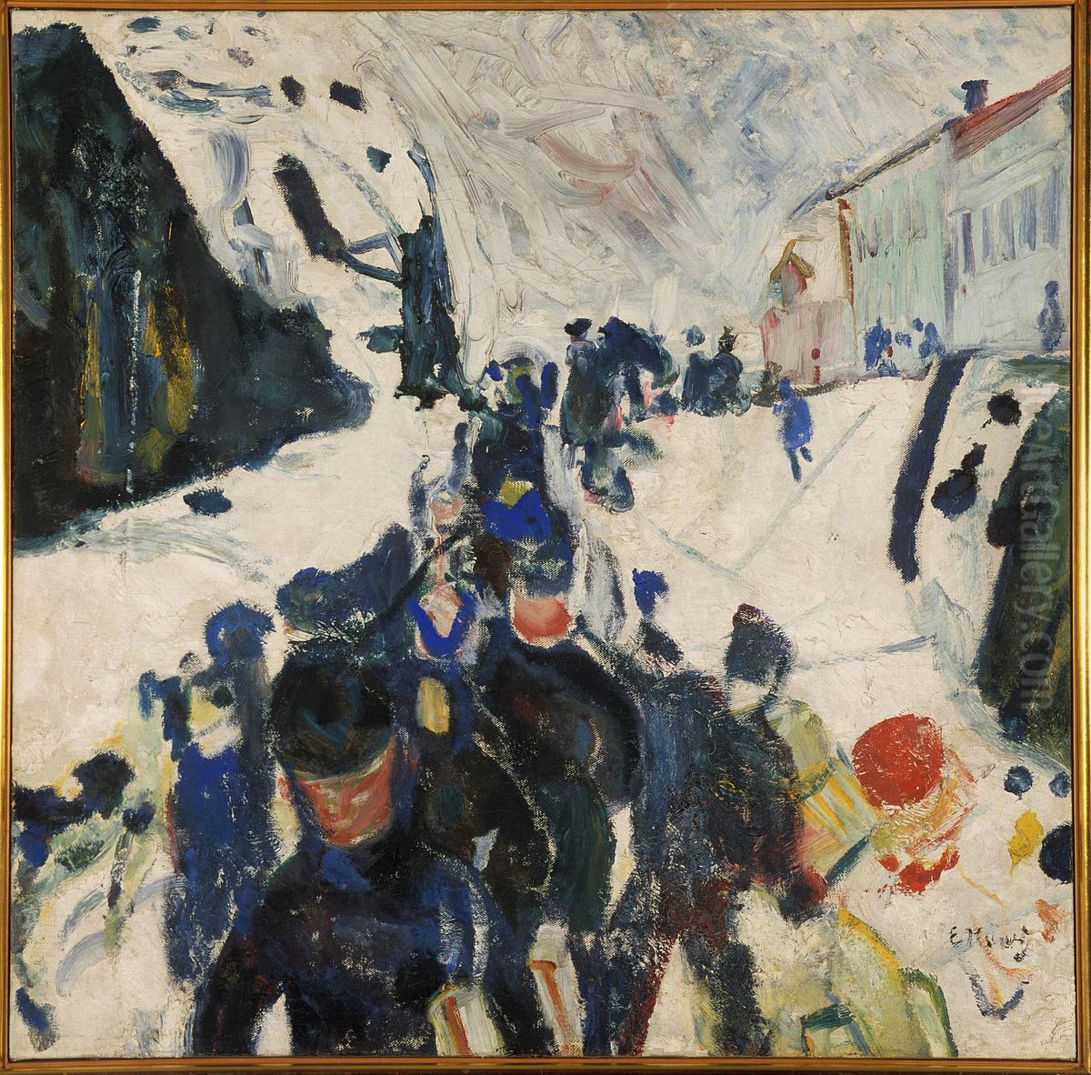 Walking in Snow Oil Painting by Edvard Munch