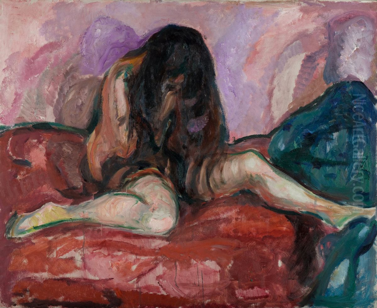 Weeping Nude Oil Painting by Edvard Munch