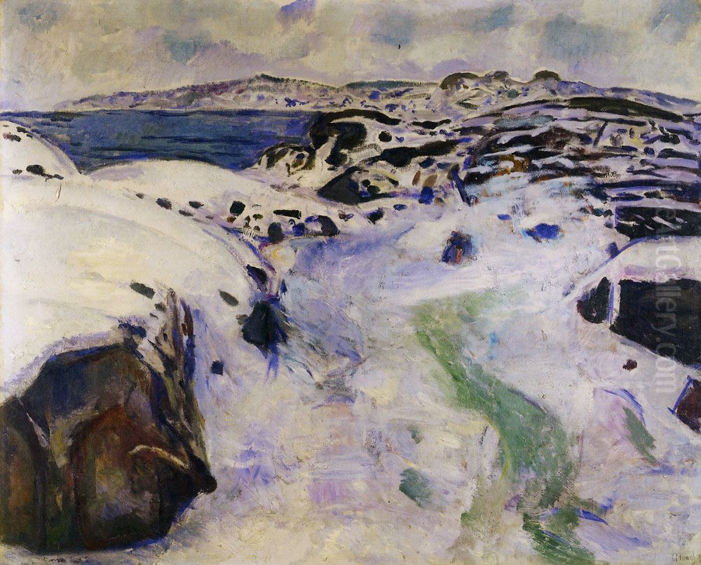 Winter Landscape Oil Painting by Edvard Munch
