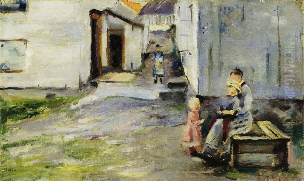 Woman and Children in Arendal Oil Painting by Edvard Munch