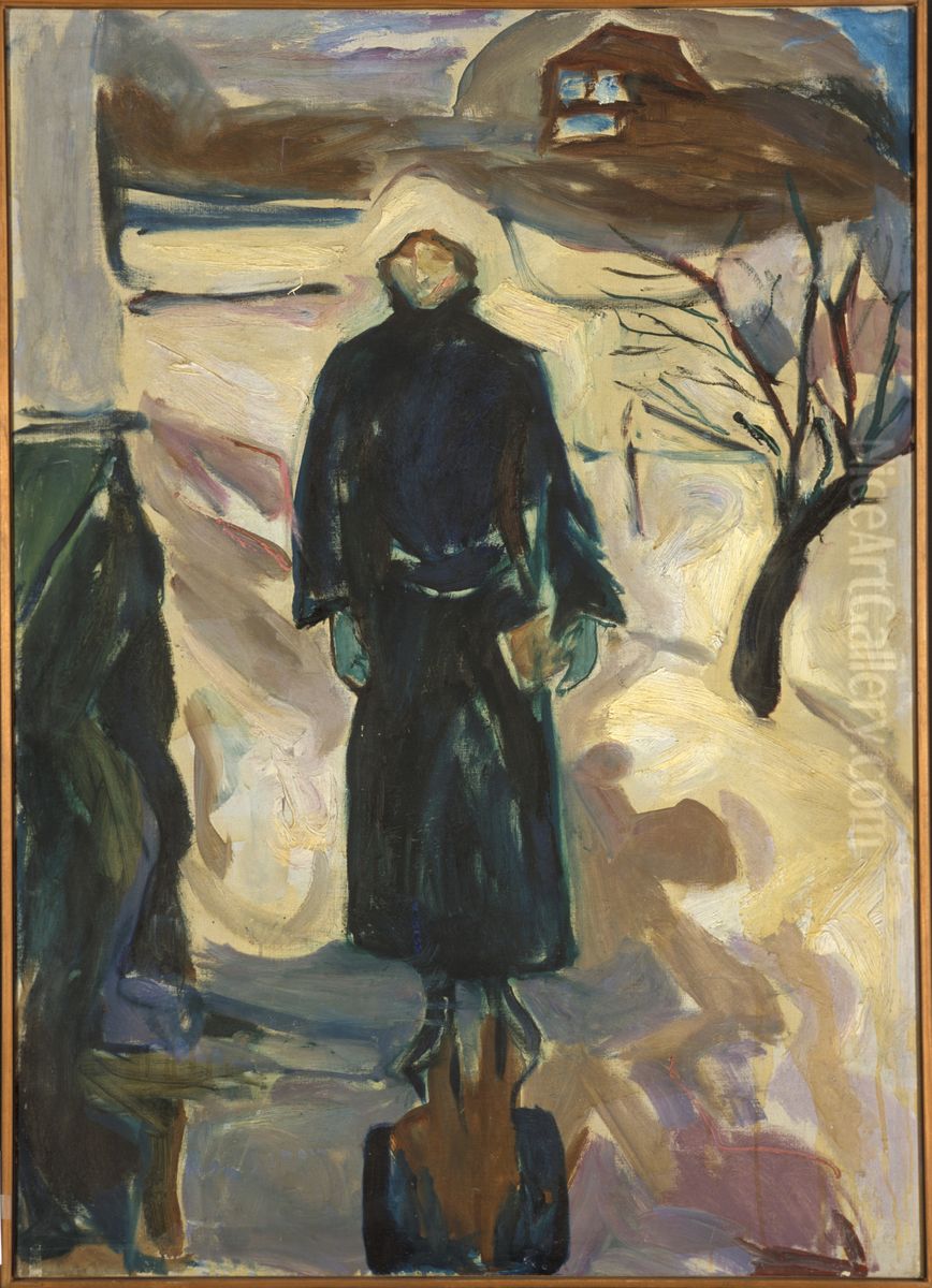 Woman by the House Corner Oil Painting by Edvard Munch