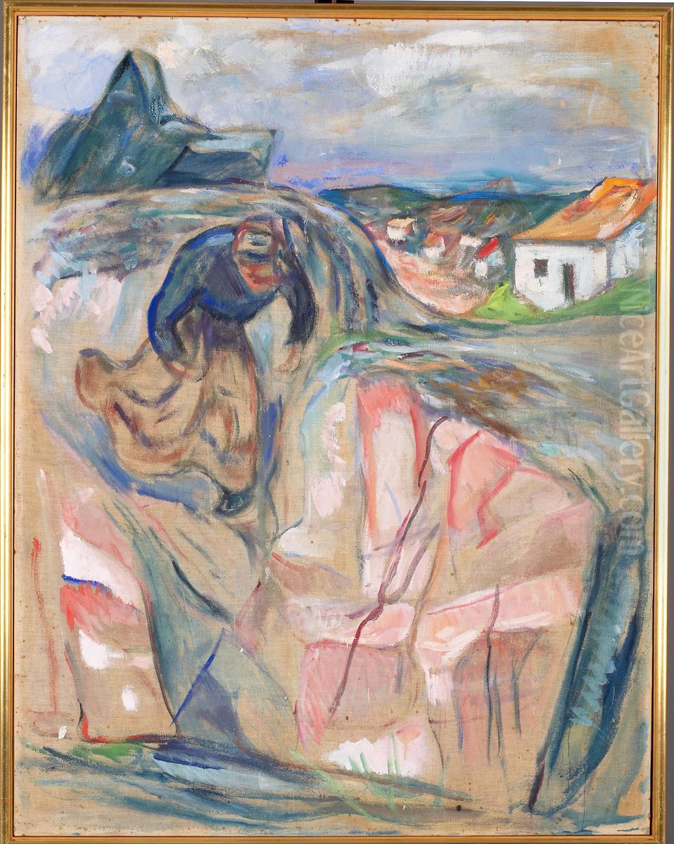 Woman Hurrying Downwards Oil Painting by Edvard Munch