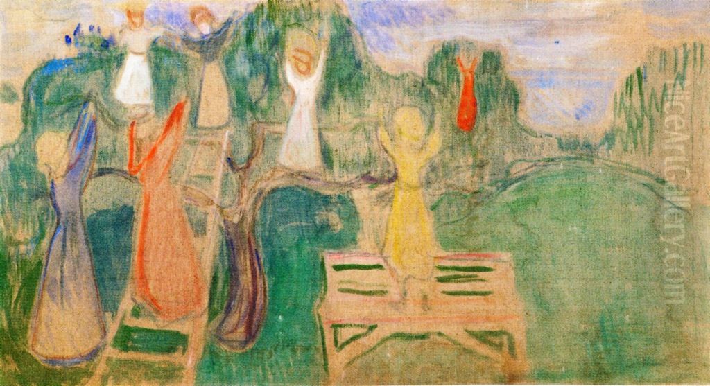 Women Picking Fruit Oil Painting by Edvard Munch