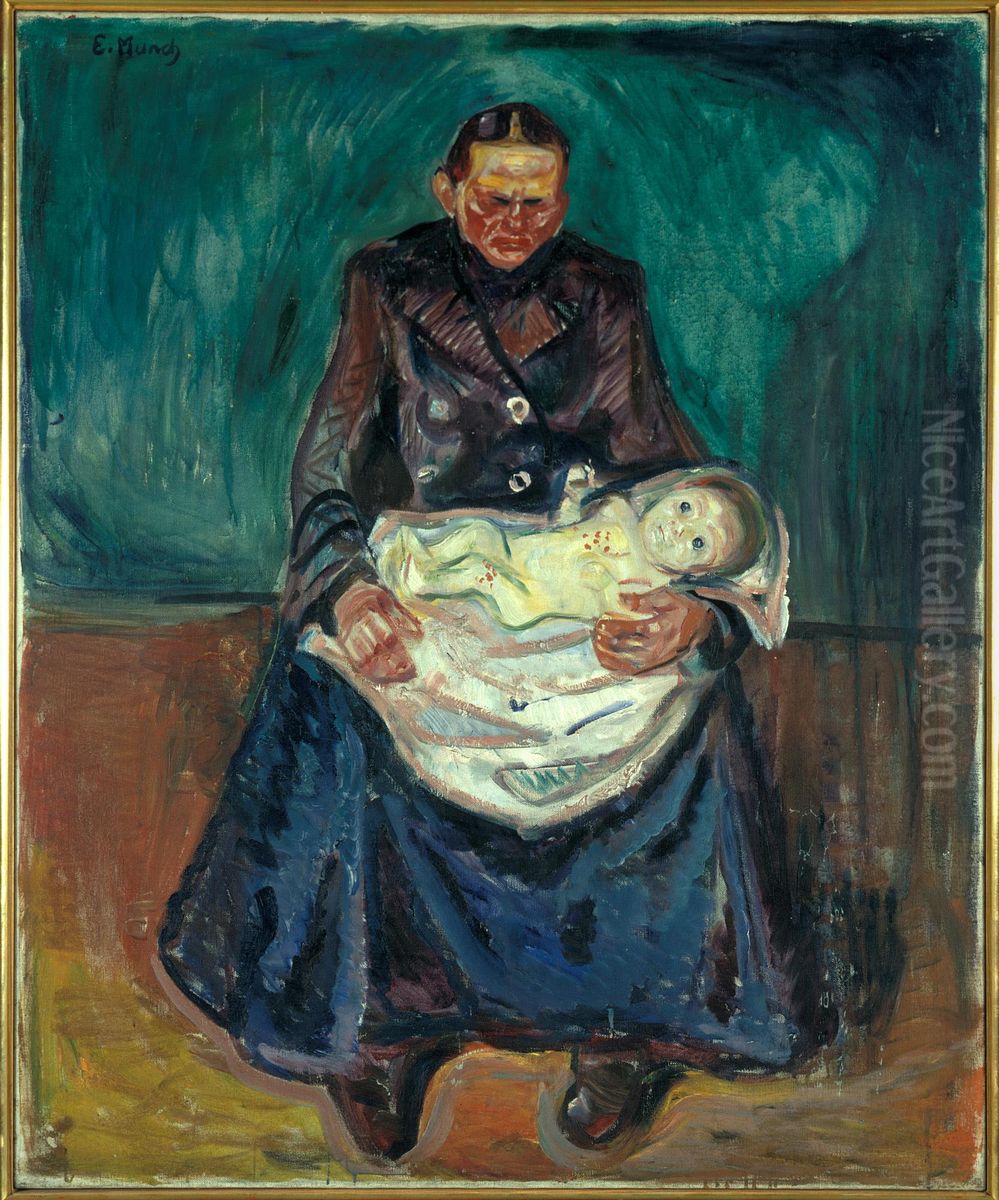 Woman with Sick Child. Inheritance Oil Painting by Edvard Munch