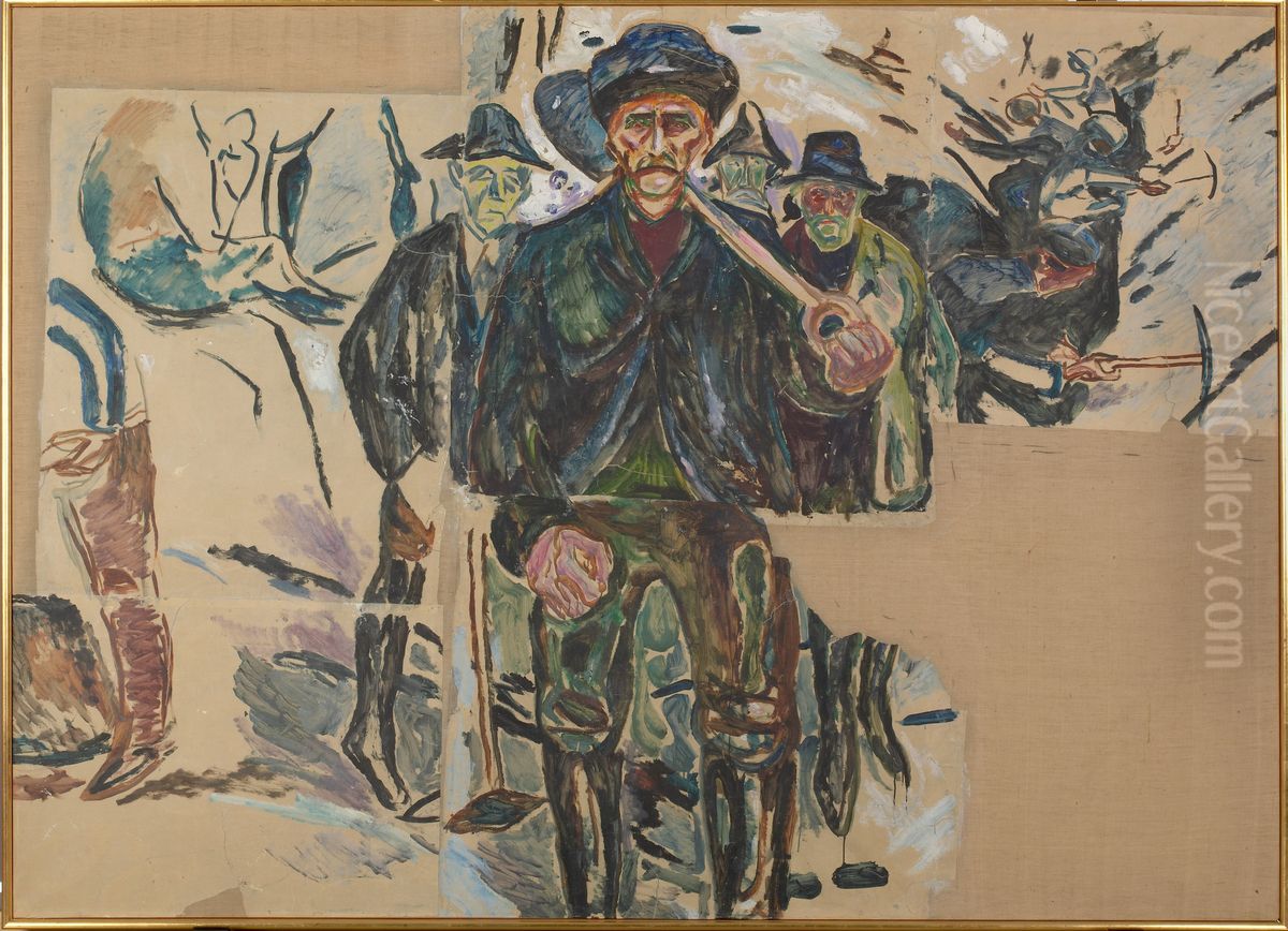 Five Fragments Oil Painting by Edvard Munch