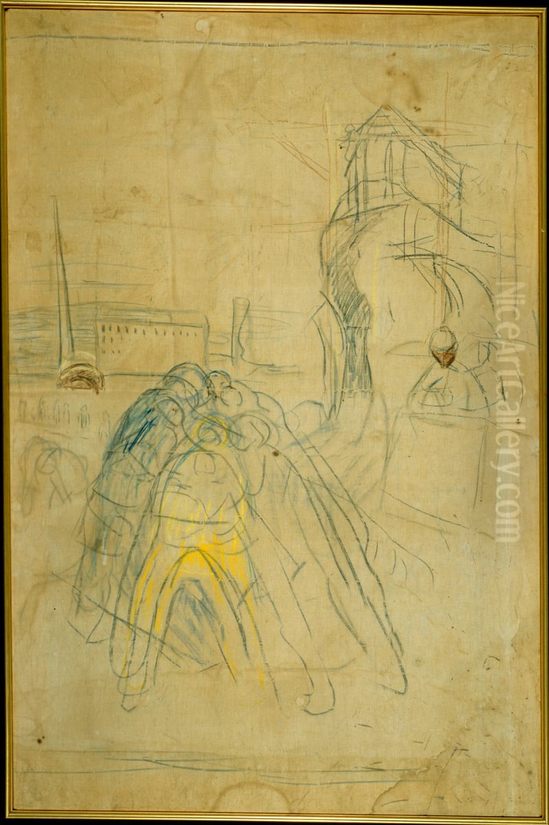 Workers on the Building Site Oil Painting by Edvard Munch