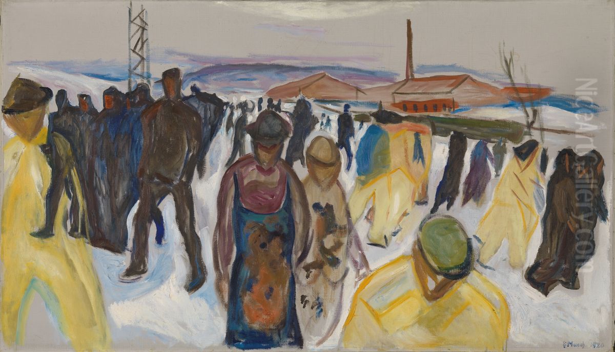 Workers Returning Home Oil Painting by Edvard Munch