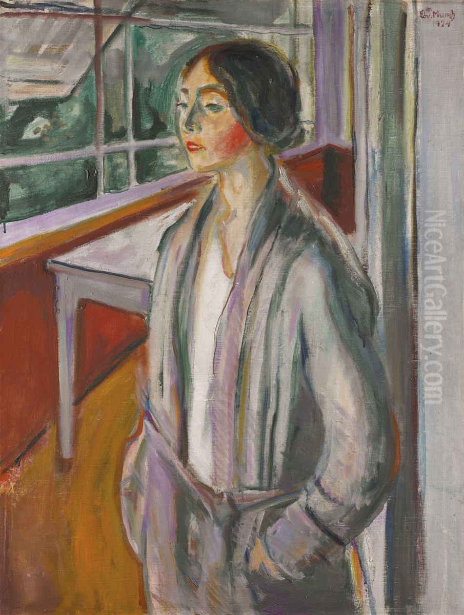 Young Woman on the Veranda Oil Painting by Edvard Munch