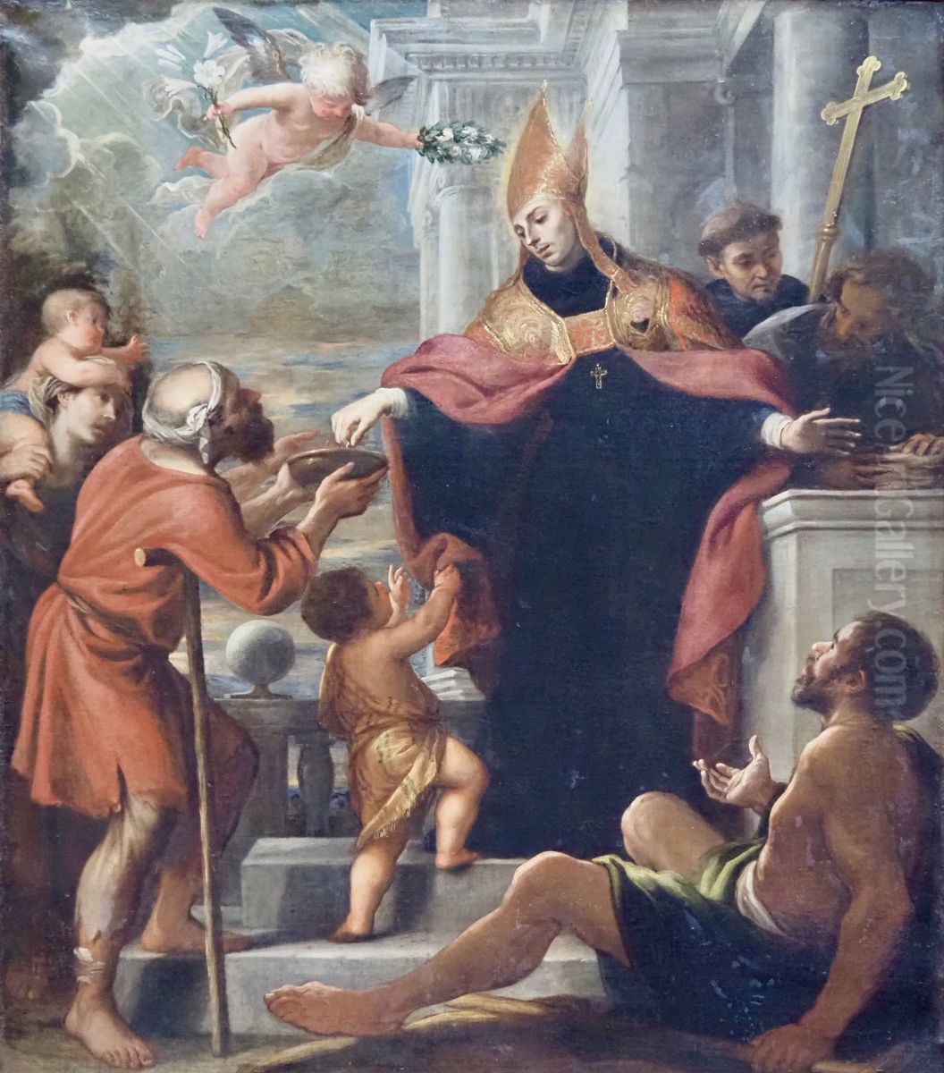 Saint Thomas of Villanova Giving Alms Oil Painting by Mateo Cerezo