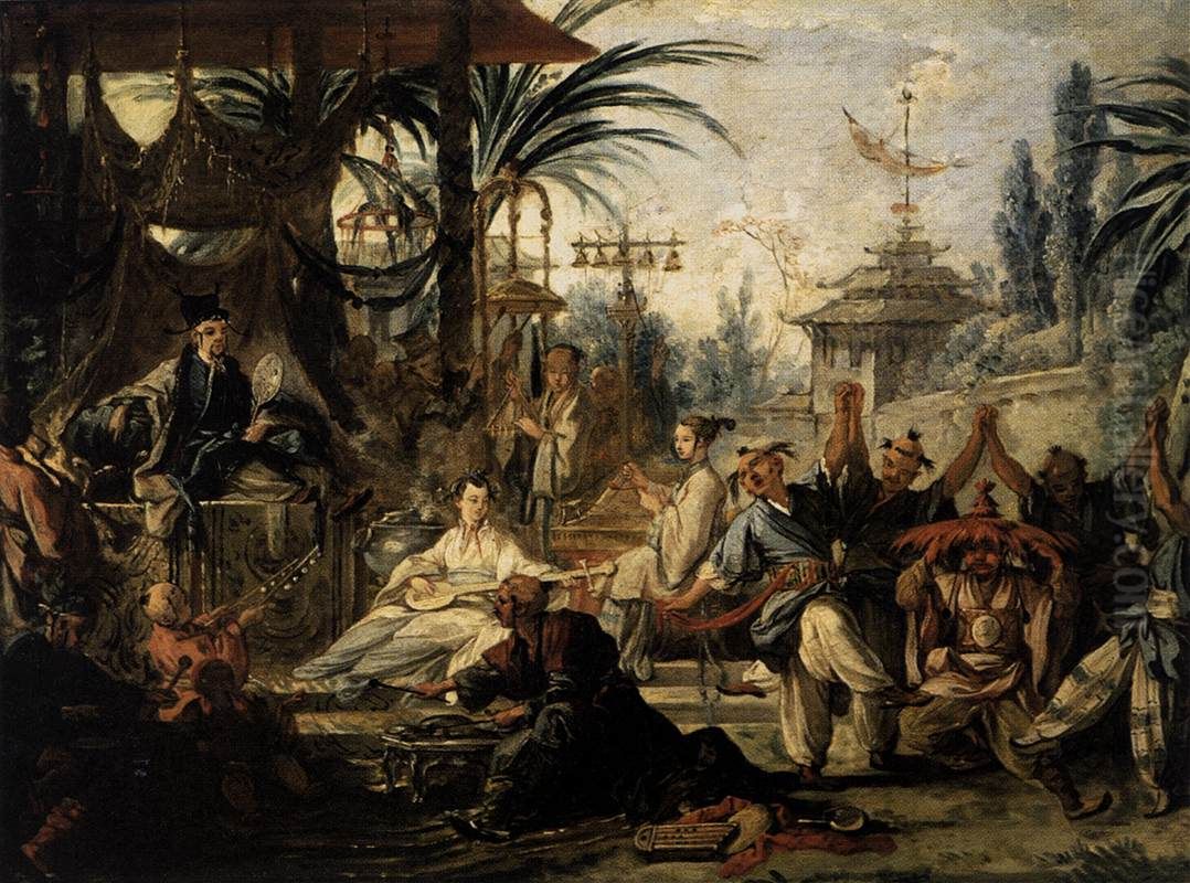 Kitajskij tanec, eskiz dlaKitajskogo gobelena Oil Painting by Francois Boucher
