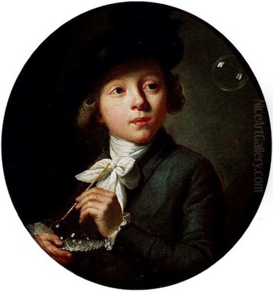 Soap Bubbles Oil Painting by Johann Melchior Wyrsch