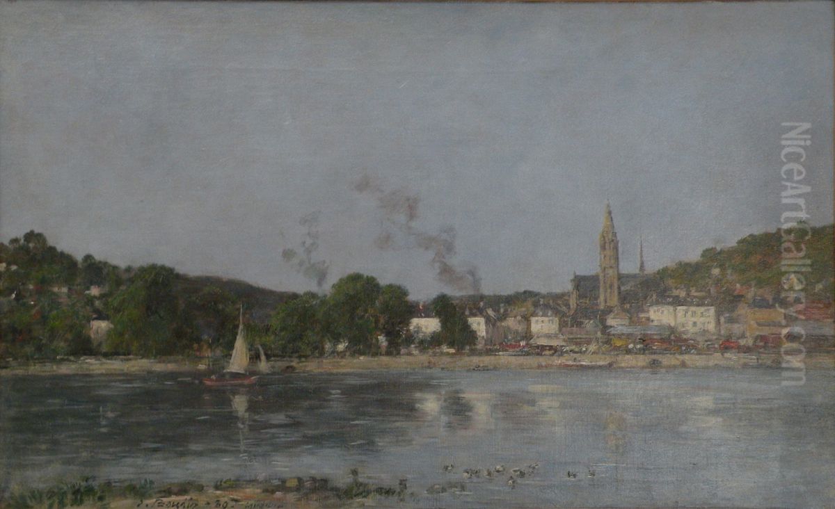 Seine, Caudebec-en-Caux Oil Painting by Eugene Louis Boudin