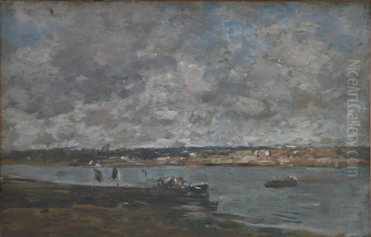 L'embouchure de la Touques Oil Painting by Eugene Louis Boudin