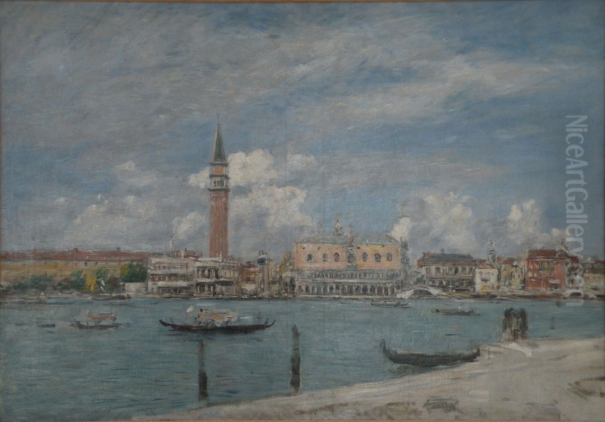 Venise, la Piazzetta vue du Grand Canal Oil Painting by Eugene Louis Boudin