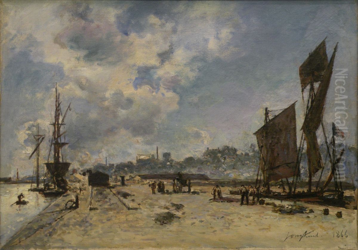Quai a Honfleur Oil Painting by Johan Jongkind