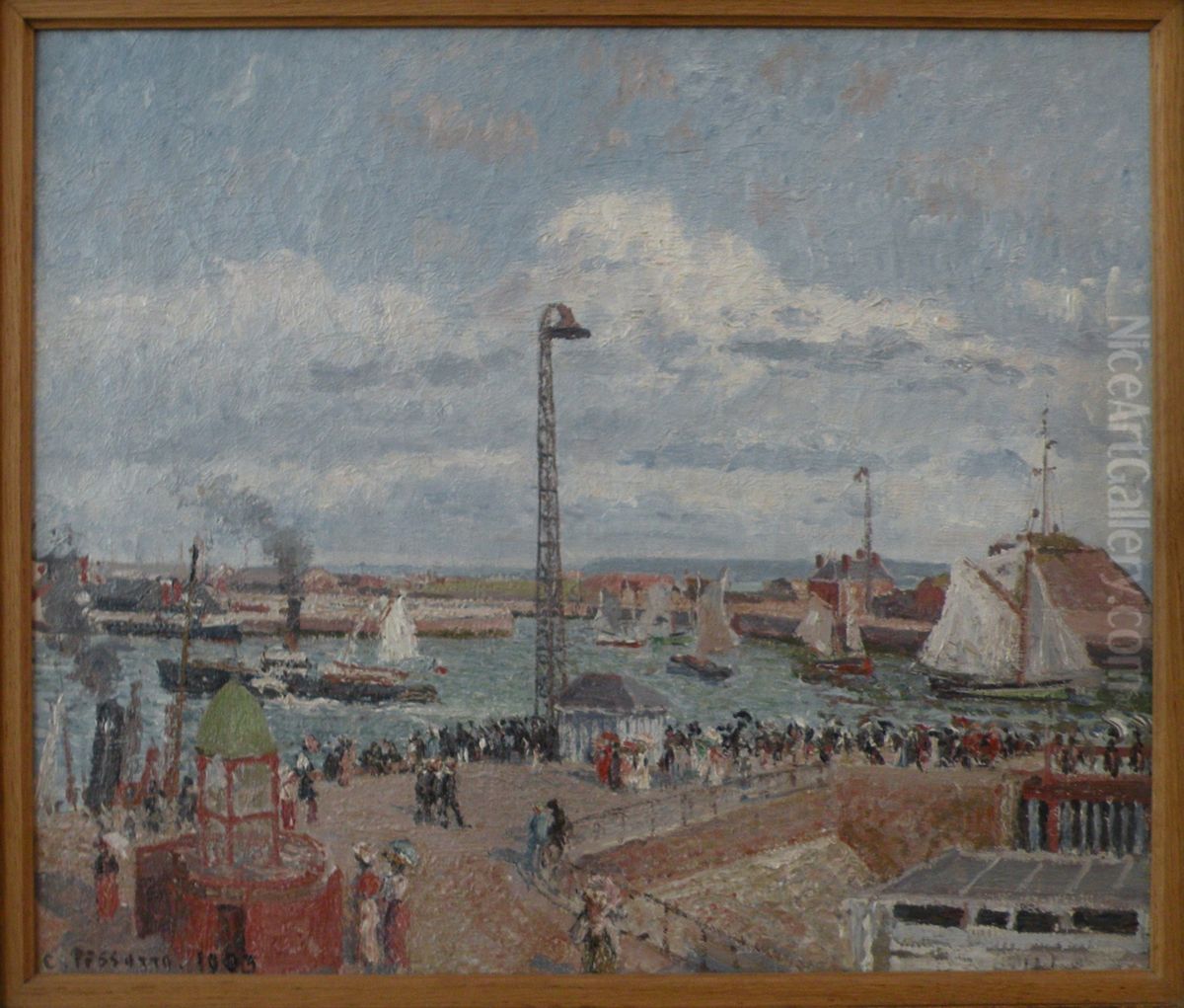 L'anse des pilotes au Havre. Haute mer. Apres-midi. Soleil;Avant port du havre. L'Anse des Pilotes. Le bateau d'Honfleur rentrant au Havre(ancien titre) Oil Painting by Camille Pissarro