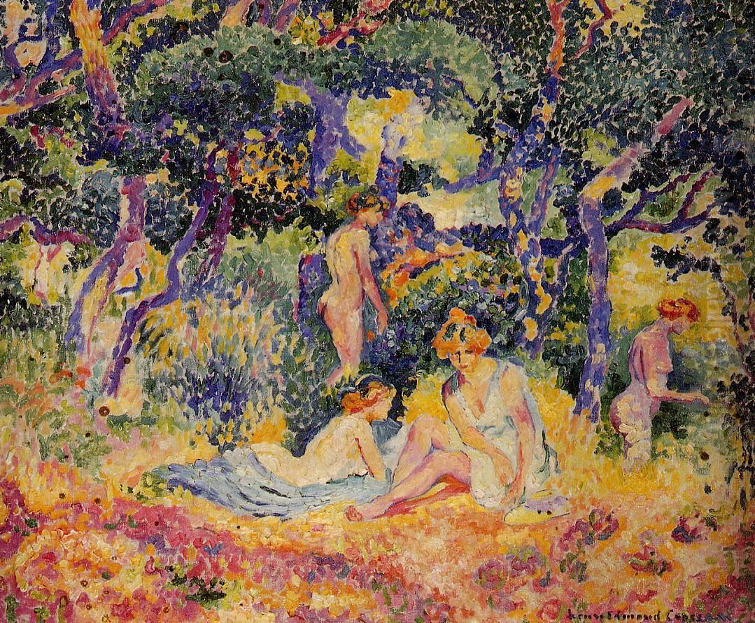 The Wood Oil Painting by Henri-Edmond Cross