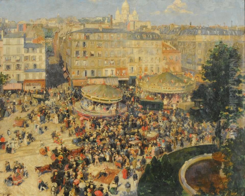 La Place Pigalle (The 4th July at Place Pigalle) Oil Painting by Andre Devambez