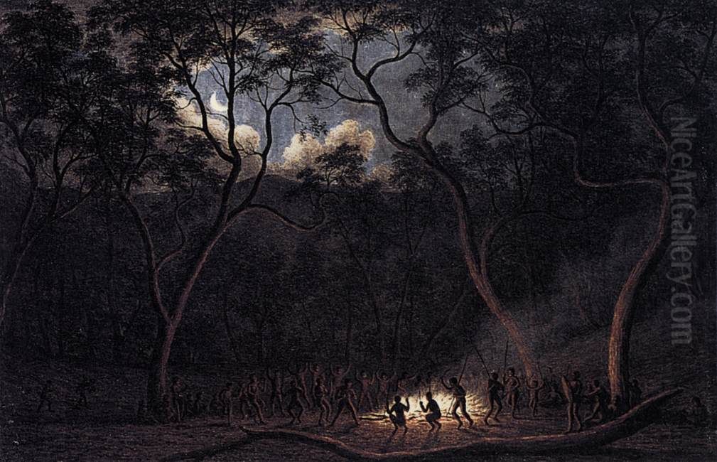 A Corroboree in Van Diemen's Land Oil Painting by John Glover
