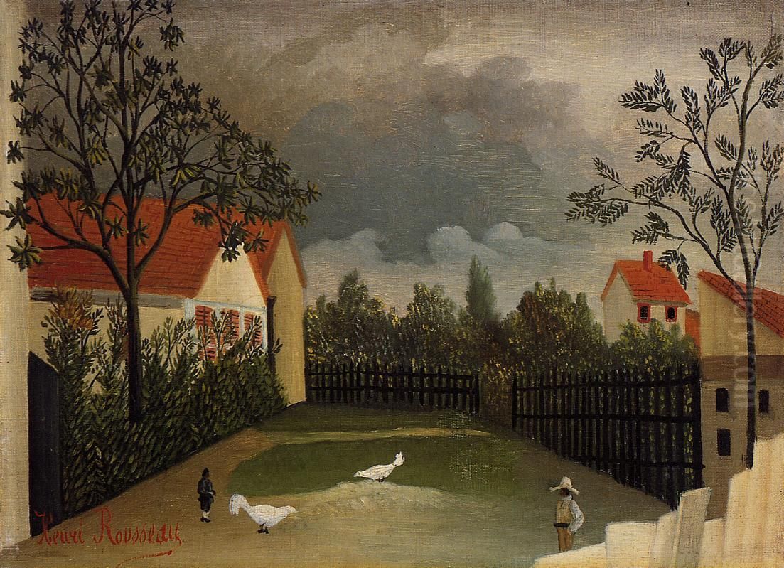 Der Huhnerhof Oil Painting by Henri Julien Rousseau