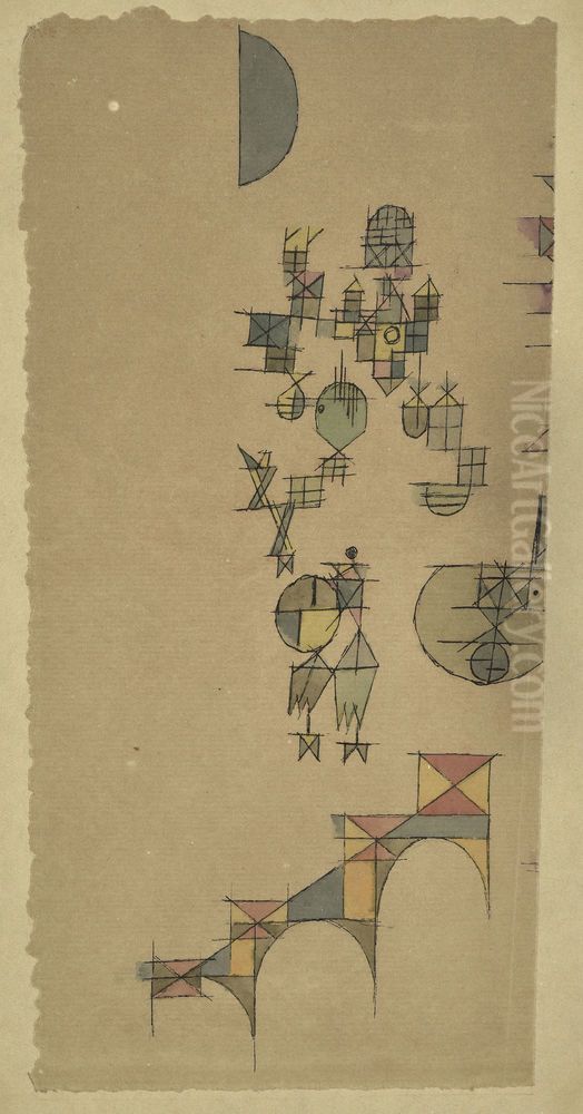 Mit der Treppe Oil Painting by Paul Klee