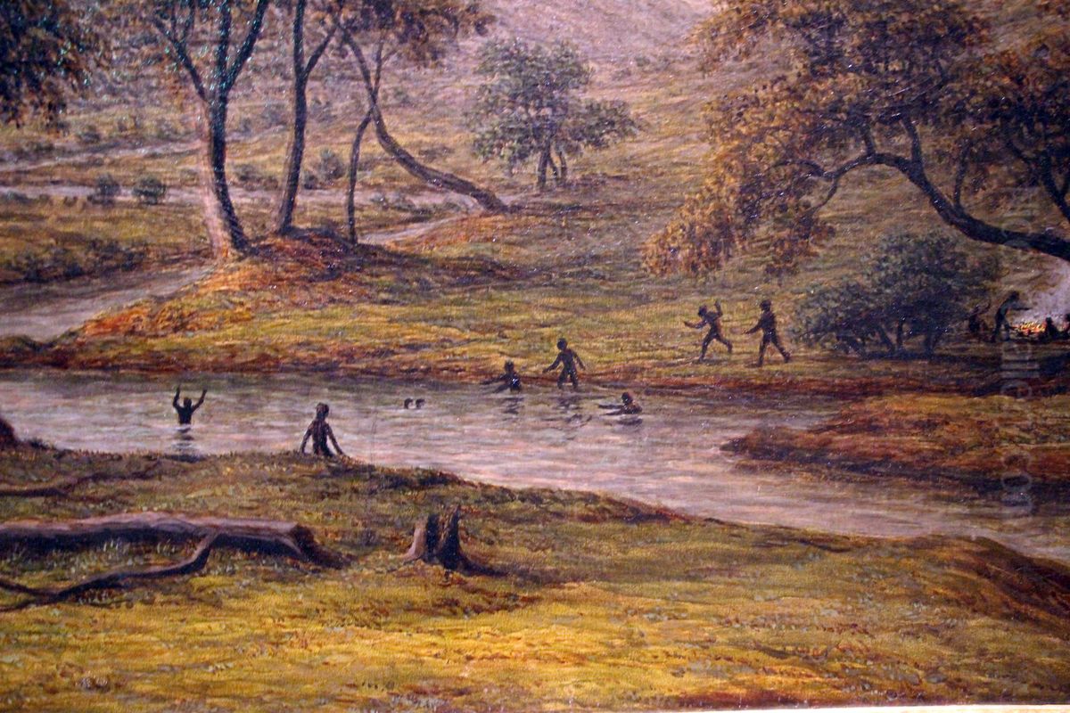 Soleil couchant a Ben Lomond Oil Painting by John Glover