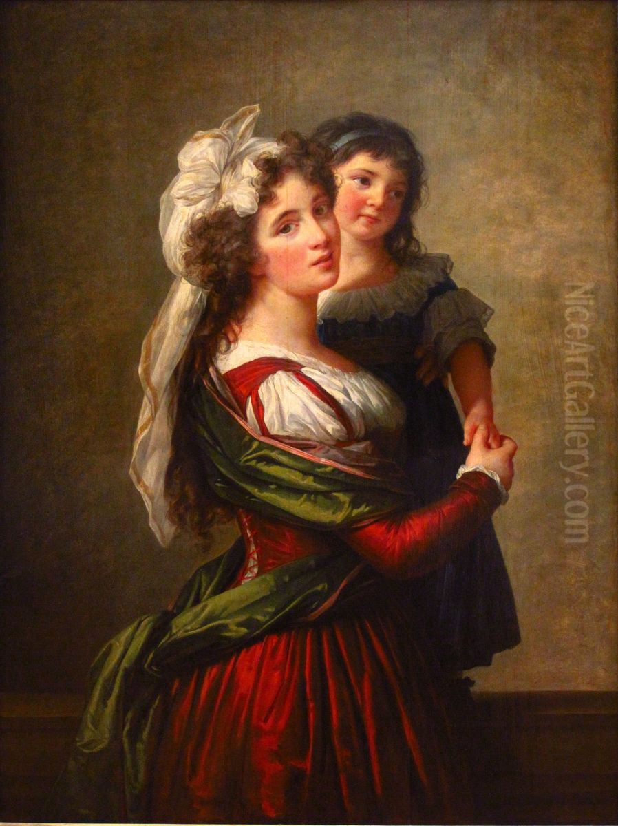 Madame Rousseau et sa fille. Oil Painting by Elisabeth Louise Vigee Le Brun