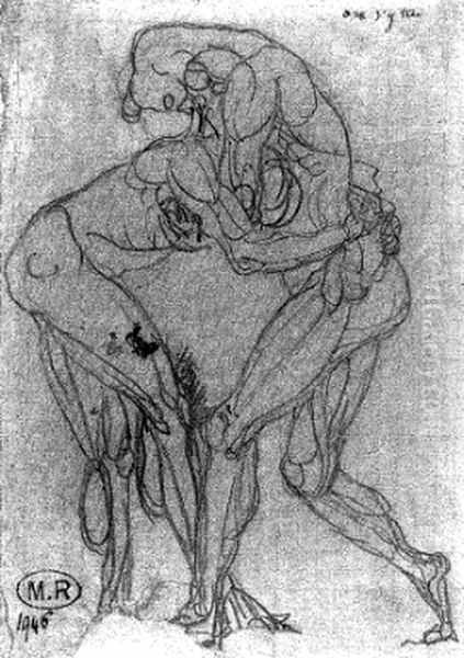 Aqui nos matamos Oil Painting by Auguste Rodin