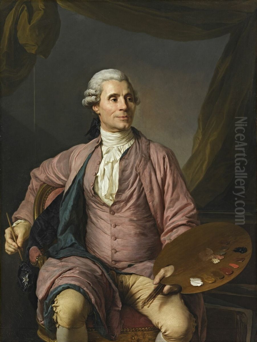 Joseph-Marie Vien (1716-1809), peintre. Oil Painting by Joseph-Siffred Duplessis