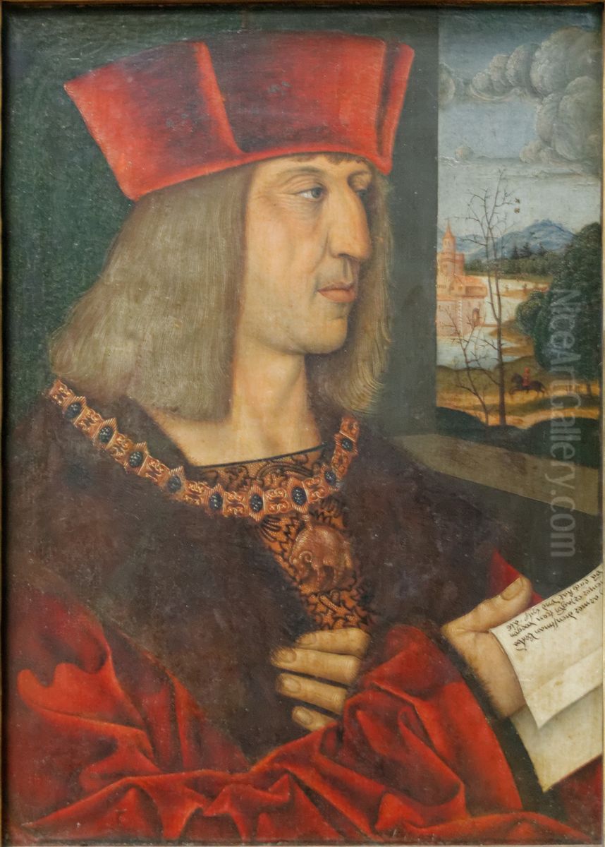 Portrait de l'empereur Maximilien Ier (1459-1519), portant le collier de la Toison d'or Oil Painting by Bernhard Strigel