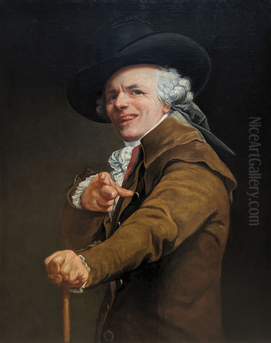Self-portrait of the artist in the guise of a mocker Oil Painting by Joseph Ducreux