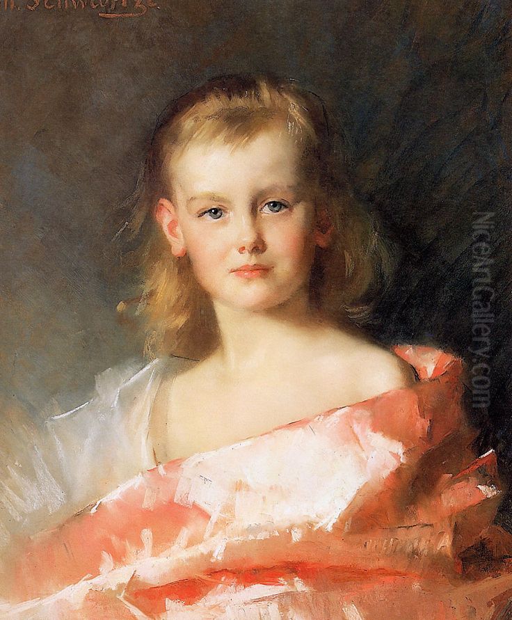Portrait of Queen Wilhelmina as crown princess (1880-1962) Oil Painting by Therese Schwartze
