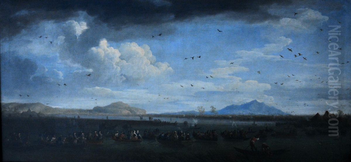 Charles III hunting on Lake Licola Oil Painting by Joseph Vernet